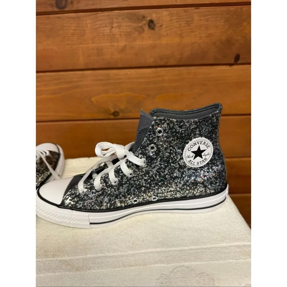 Converse Youth Sz 7 Chuck Taylor All Star Glitter high-top sneakers black/silver